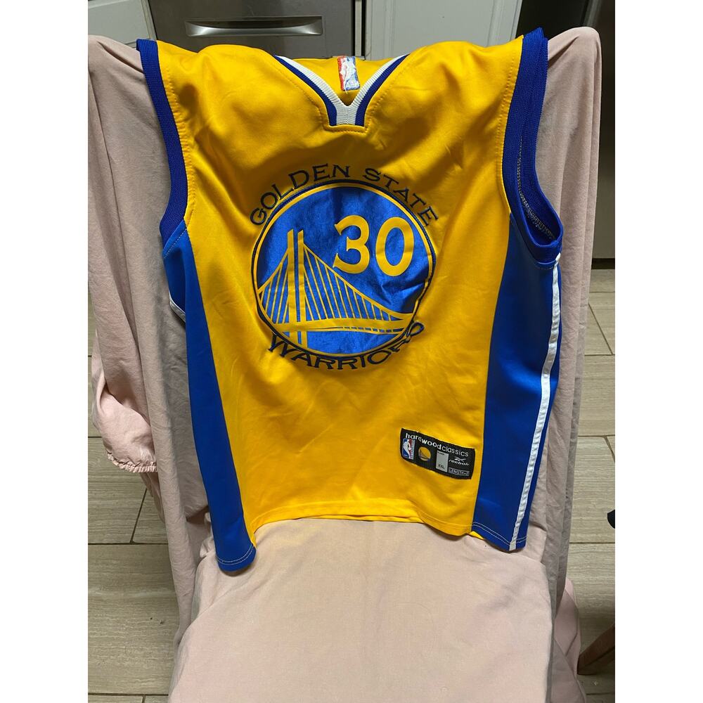 🏀Reebok NBA Golden State Warriors Steph Curry 30 SF Hardwood Classics Jersey XXL